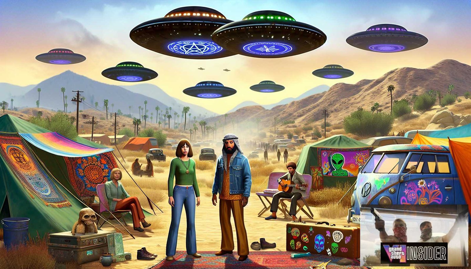 Illustration for section: UFO Sightings: Players have reported numerous UFO sightings throughout the game, from the desert-bas - gta enigma guide